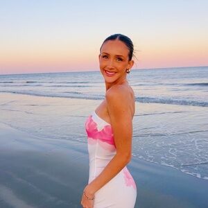 Strapless White and Pink Dress